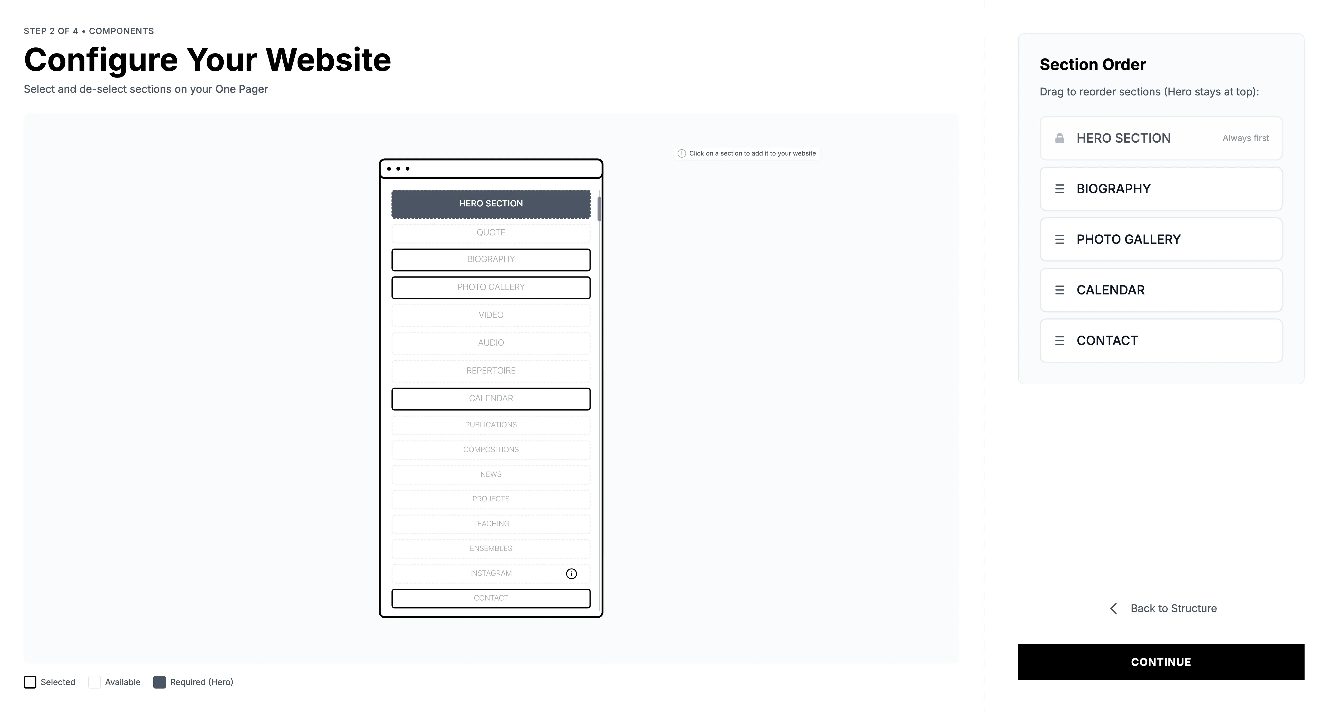 Choose from Artist-Specific Sections